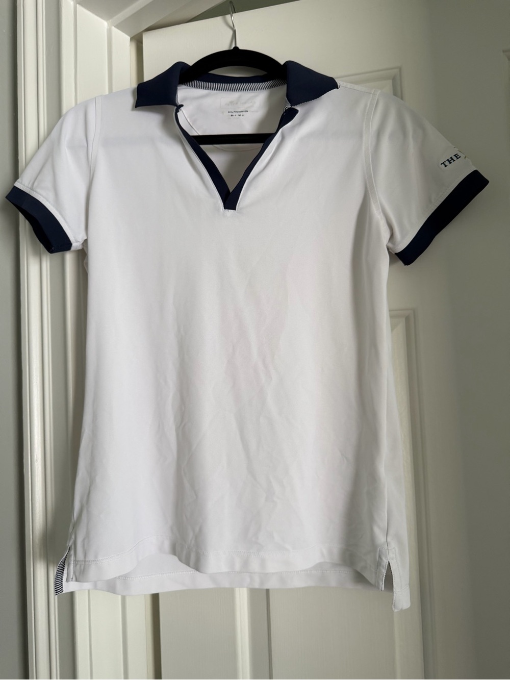 Peter Millar White Polo Top with Navy Trim